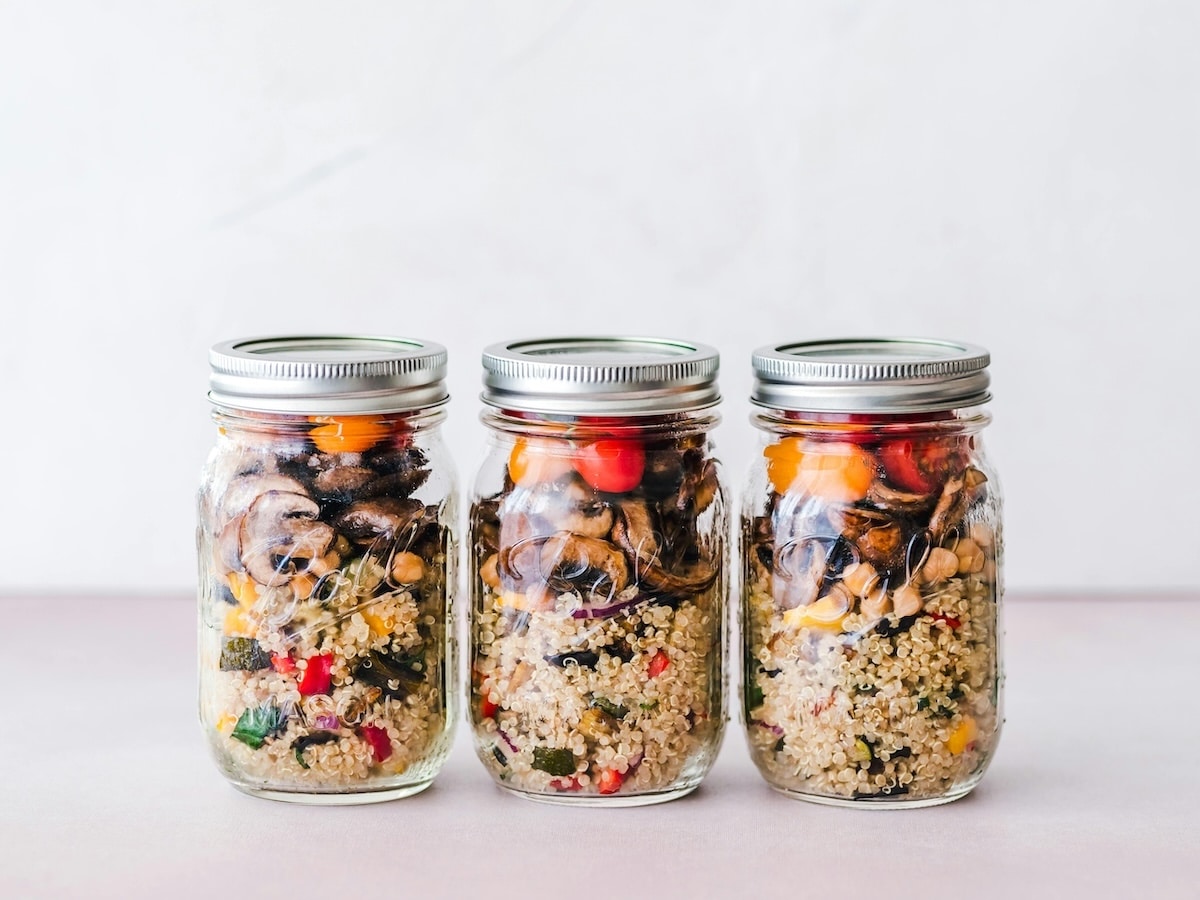 Food stored in glass mason jars